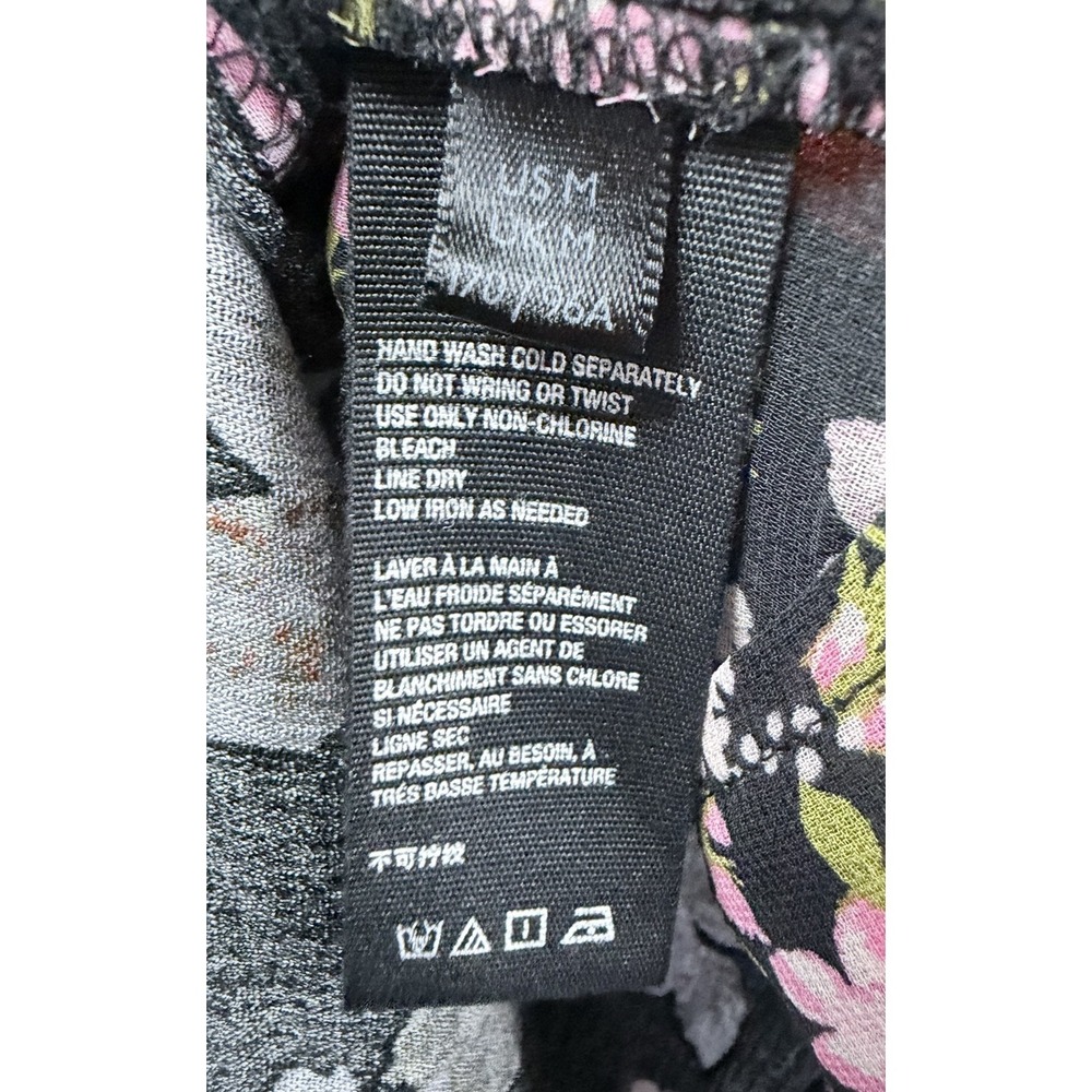 Free People Hold On To Me Black Floral Print Blouse Medium Oversized Top - Picture 14 of 16